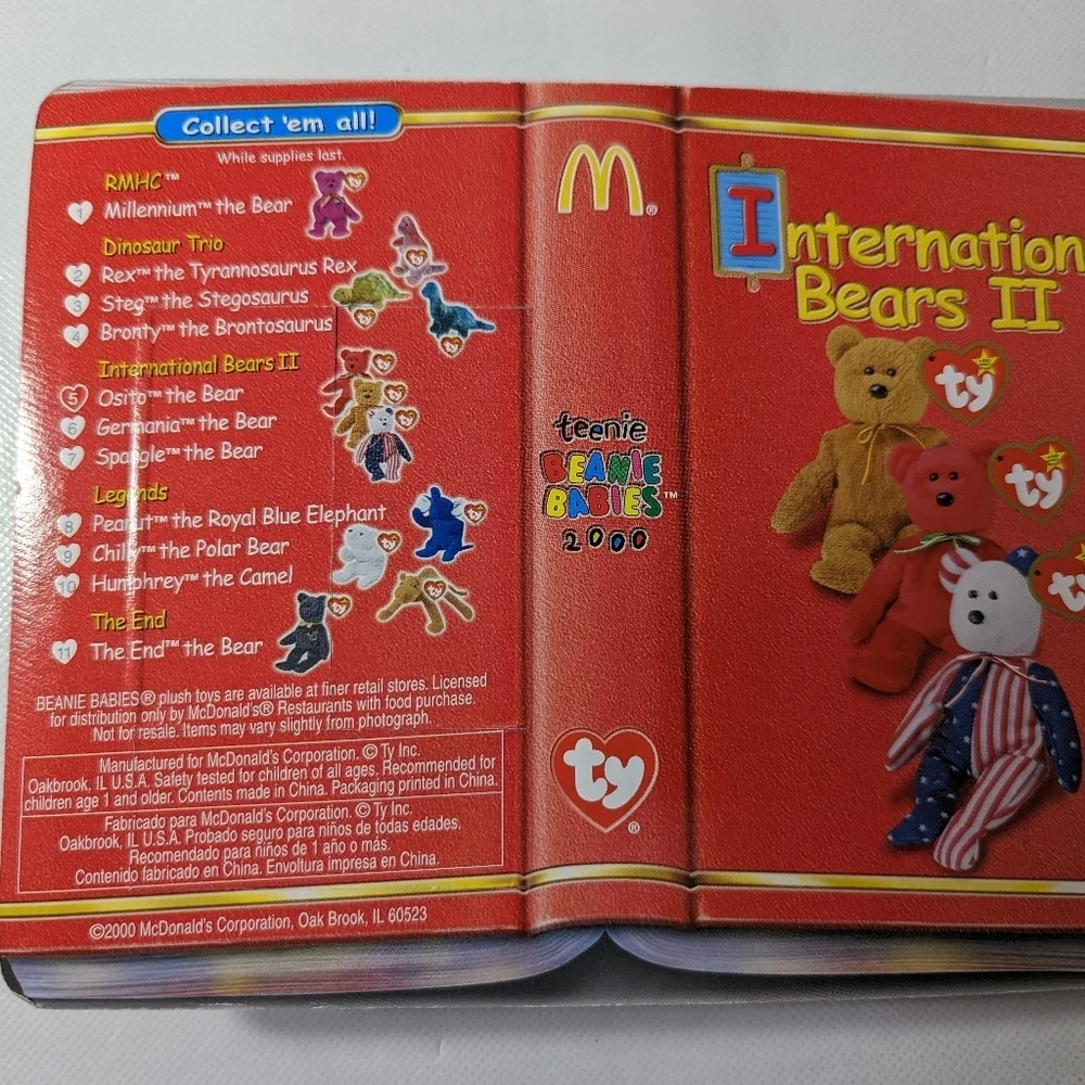 NEW- Vintage Ty Beanie Baby Original OSITO Mexican Red Bear McDonald's unopened